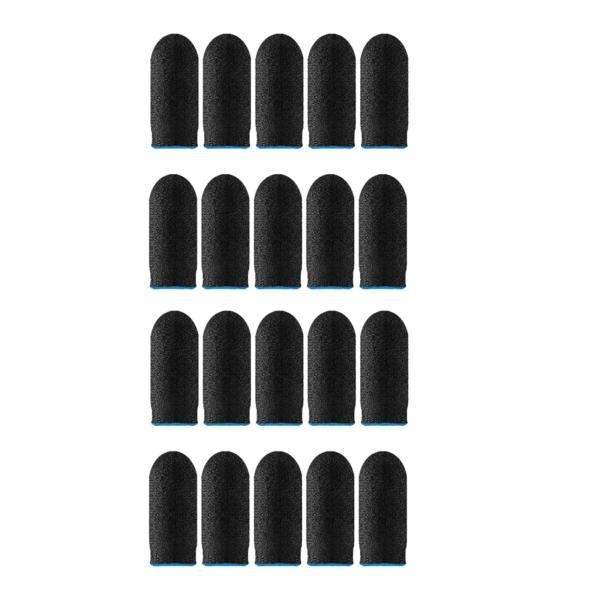 モバイルゲーム用の20個のゲーミングフィンガースリーブ防汗通気性カバー , 青い