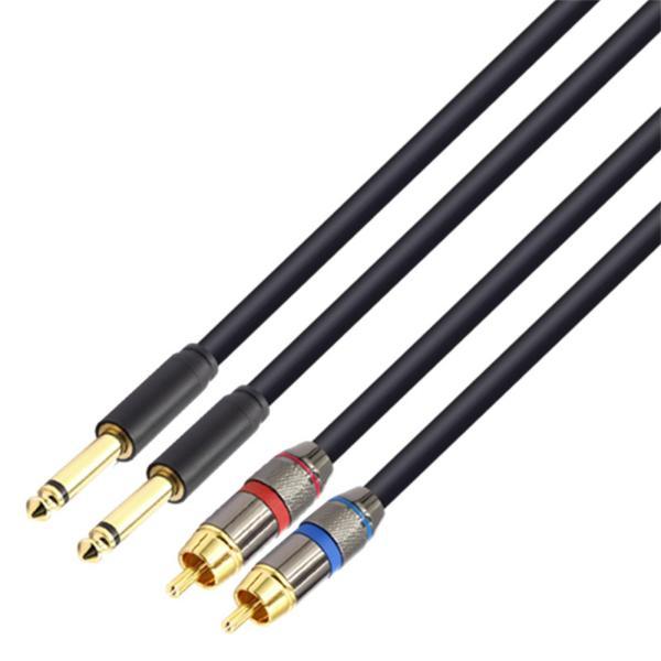 デュアル 6.5mm - デュアル RCA オーディオ ケーブル PVC 外部オス - オス コネク...