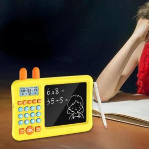 数学電卓 ライティングボード付き 電子数学ゲーム ホリデーギフト ポータブル 就学前学習玩具 子供用 キッズ ボーイズ , 黄色