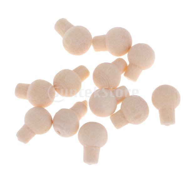 ミニチュア 1/12ドールハウス ハードウェア ノブ 無塗装 木製 丸型プルハンドル 12個