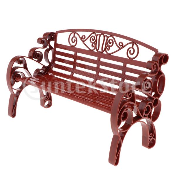 1:6スケールドールハウスミニチュア家具プラスチックガーデンパティオパークベンチブラウン