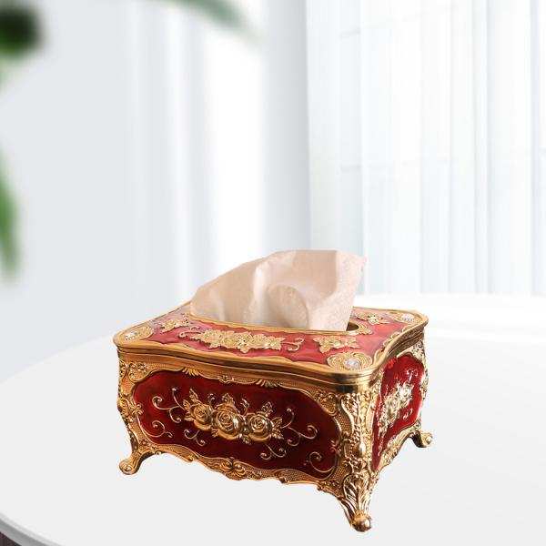 ホテルバー用の装飾ティッシュボックスホルダー素朴なアクリルヨーロピアンスタイルゴールドレッド