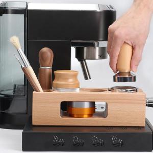 木製コーヒータンパーコーヒーメーカーキッチン用，新品 エスプレッソタンピングステーション、木製コーヒータンパー