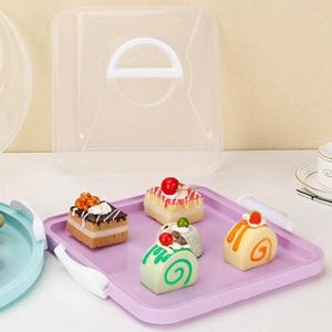 ふたカバー付きケーキスタンドクリアケーキキャリア輸送ケーキパイ , 8インチパープル