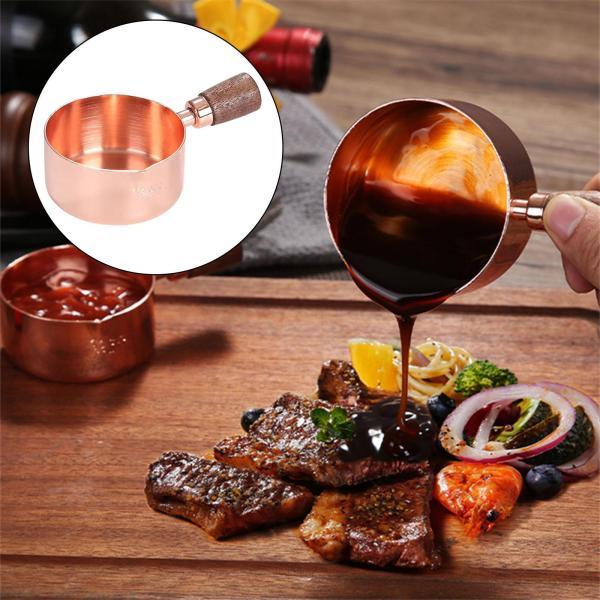 ショートウッドハンドルステンレススチールミルクポットソースパン80ml6x3.2cm