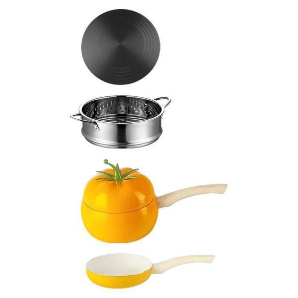 スープお粥ポットかわいいフルーツの形のキッチン調理器具蓋付き 16 センチメートル麺ポット黄色セット