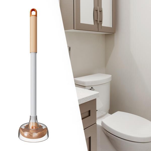 トイレクリーナーブラシ 便器ブラシ 浴室トイレ掃除用品 オレンジ カバー付き