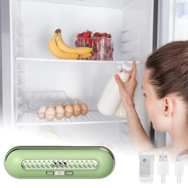 冷蔵庫の臭い除去機 USB 再利用可能 ポータブル クローゼット冷凍庫用 ワードローブ グリーン