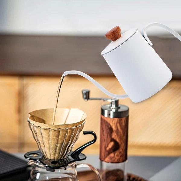 ケトルステンレス鋼コーヒーティーポットホームオフィスコーヒーメーカー用ホワイト