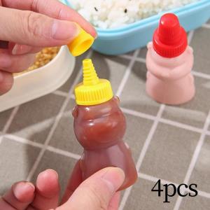 4x 調味料ボトル、空のサラダドレッシング容器、ケチャップ、マヨネーズ、シロップ用詰め替えトマトケチャップボトル