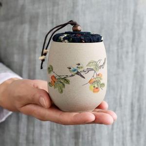 磁器茶筒茶コーヒー柿用小さなルースティー保存容器の商品画像