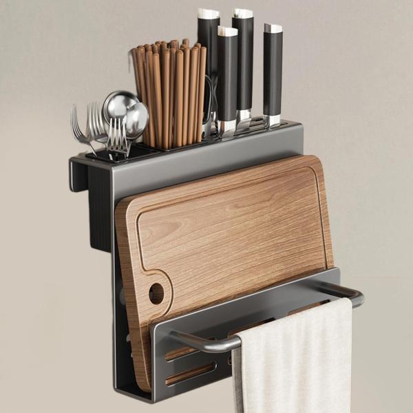 ナイフなしのナイフブロック、壁掛けナイフオーガナイザー、まな板用キッチンカトラリーホルダー、キッチン