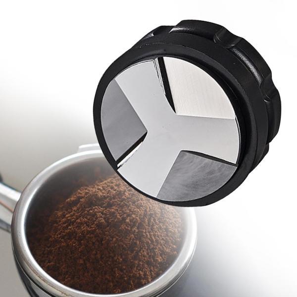 コーヒータンパー エスプレッソ分配ツール ポルタフィルターコーヒーウェア ホーム DIY ブラック ...