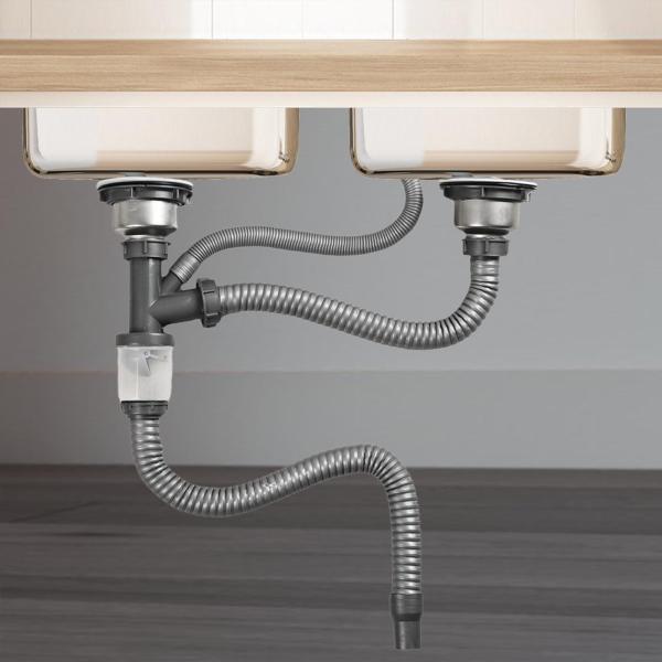 キッチンシンク排水管 排水管 ダブルシンク フレキシブル 取り付け簡単 家庭用アクセサリー排水管