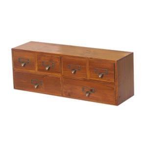 6引き出しデスクオーガナイザー木製収納ボックスカードホルダーメイクアップオーガナイザー木製収納引き出しドレッサーリビングルームバスルーム用