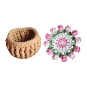 初心者用かぎ針編みキット 手作り花柄コースター ...の商品画像