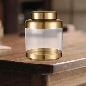 蓋付き密閉保存瓶 砂糖・ドライフルーツ・クッキー用透明缶 ゴールド｜STKショップ