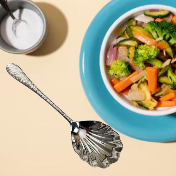 ビュッフェ 宴会 サービングスプーン フラットウェア シェル型 お手入れ簡単 ステンレススチール製サ...