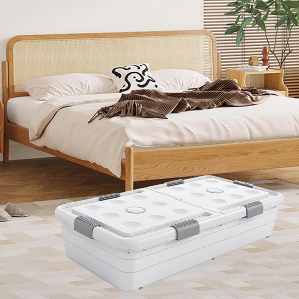 ベッド下収納ボックス バスケット オーガナイザーケース 寮の部屋 ワードローブ アパート用 高さ25...