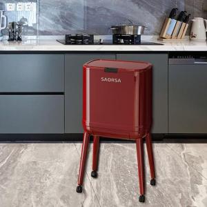 ゴミ箱 二層式 16L ゴミ箱 オフィス 寝室 ドレッサー用 レッド