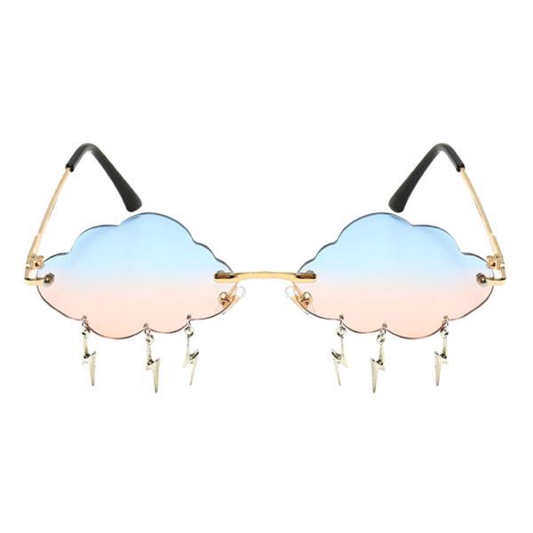クラウドサングラスライトニングタッセルペンダントカラーレンズアイウェアブルー+ピンク