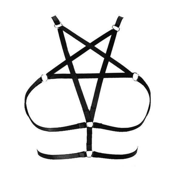 ナイトクラブウェアパーティーレイブのためのレディースストラップハーネスブラ弾性中空アウト