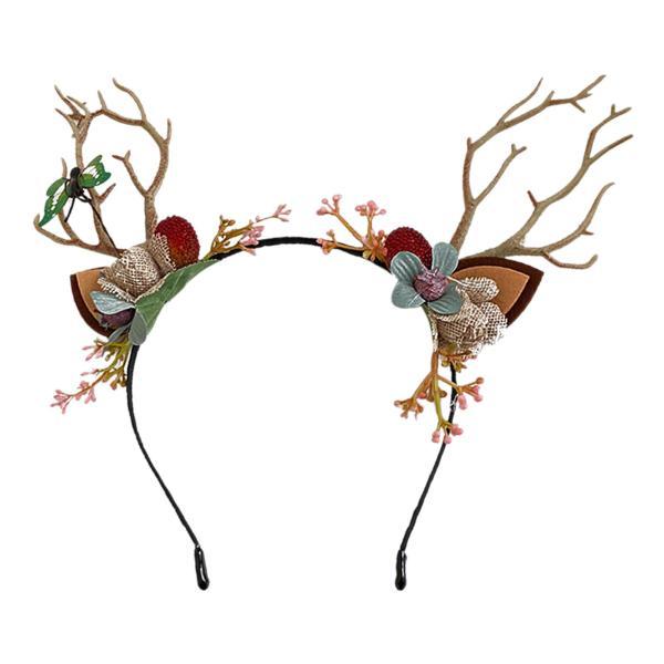 かわいいクリスマス鹿の角の花花ヘッドバンド猫耳ヘアバンド鹿の毛フープコスプレ衣装アクセサリーハロウィ...