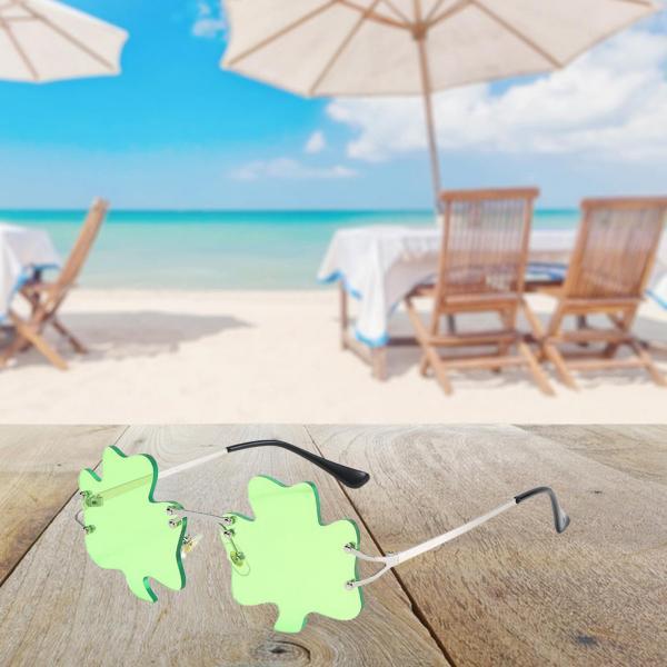 クラシック サングラス 写真小道具 リムレス ファニー アクセサリー パーティー キャンプ 3つ葉 ...