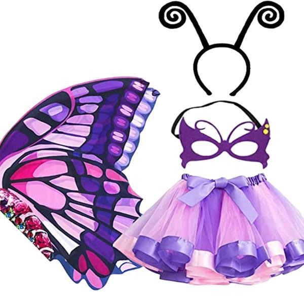 ステージ パフォーマンス カーニバル スタイル B の 4 個の女の子の妖精の衣装セット蝶の羽