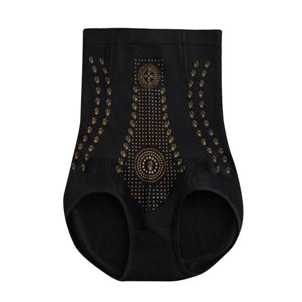 女性ハイウエスト下着ニッカーズフルカバレッジおなかコントロールパンティーブラックXL