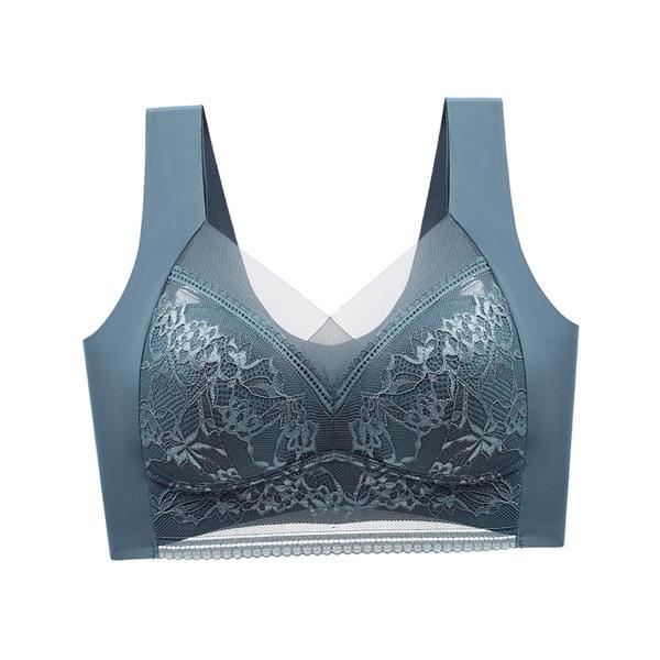 レディース ワイヤレスブラ 毎日快適 コンフォートブラ パーティー用 ブルー L 75BCD