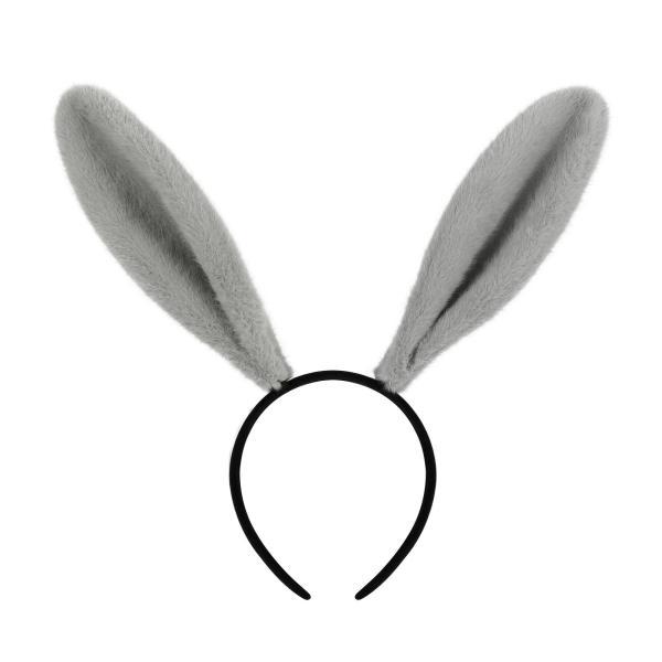 ウサギの耳カチューシャ アニマルヘアバンド コスプレ装飾 素敵なコスチュームアクセサリー グレー