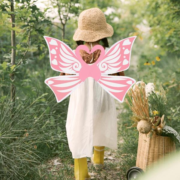 妖精の羽 女の子用 エルフ コスプレ ソフトな子  弾性ストラップ付き ピンク