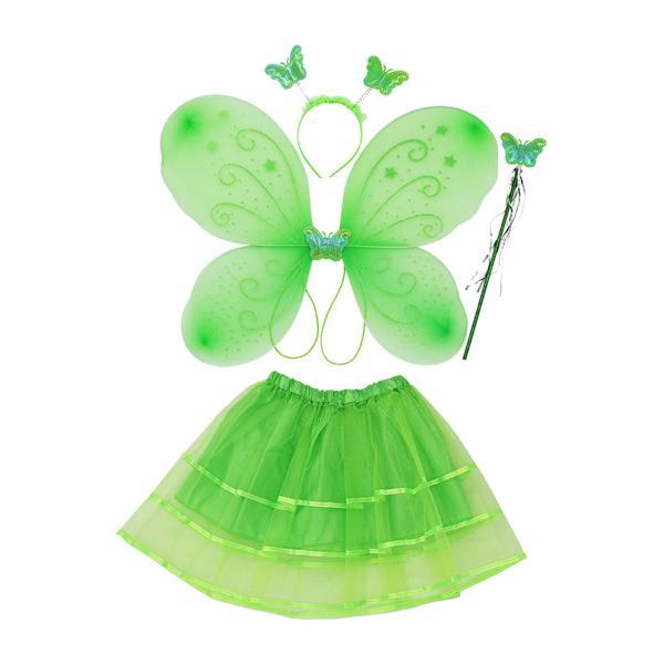 妖精コスチューム 女の子用 妖精スタッフ衣装 蝶の羽 パーティーギフト用 グリーン