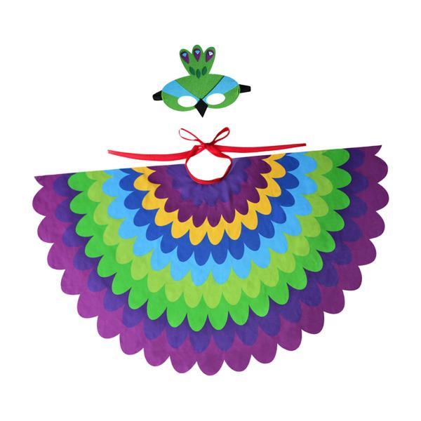 孔雀の羽マスクセットコスプレ子供孔雀衣装カーニバル用ドレスアップアウターパープル