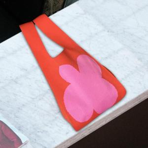 女性ショルダーバッグフラワーニットバッグフラワ...の詳細画像4