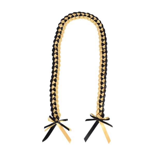 ハンドメイドのダブル編みネックレス、オナーコードストールサッシュ、47インチ卒業式レイ、ブラックゴー...