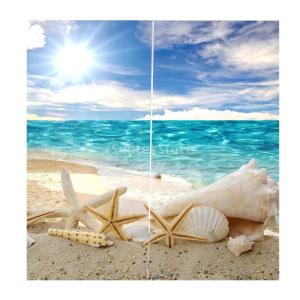 3D 海の景色 窓カーテン 遮光 ウィンドウカーテン