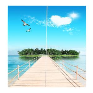 3D 海の景色 窓カーテン 遮光 ウィンドウカーテン