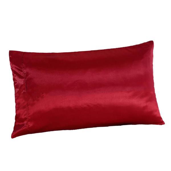 フェイクシルクサテンの枕カバー50 * 76センチメートル赤