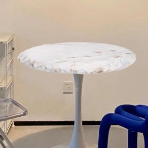プリントラウンドフィットテーブルクロスホームパーティーワイプ可能なテーブルカバー80cmホワイト｜stk-shop