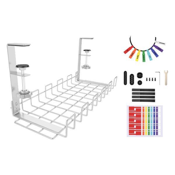 デスク下ケーブル管理トレイ耐久性ネジなしワイヤーオーガナイザーデスク下ホワイト
