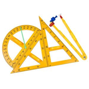 4 個の数学幾何定規セット三角定規描画角度測定ツール文房具コンパス分度器教室ホーム