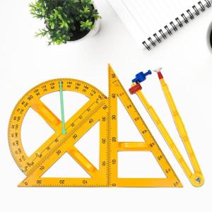 4 個の数学幾何定規セット三角定規描画角度測定...の詳細画像5