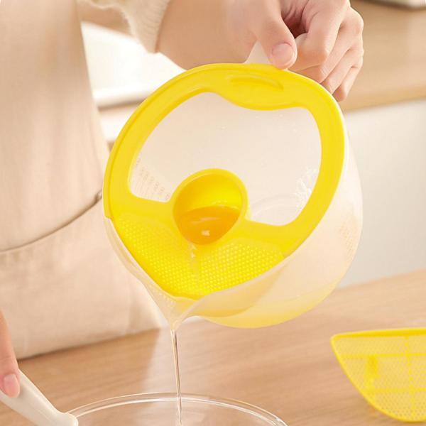 エッグセパレーターフィルター計量カップ、多機能ストレーナーカップ使いやすい卵黄と白のセパレーターベー...