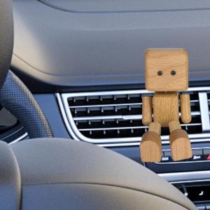 車の装飾品 揺れる足人形飾り かわいい デスクトップ 車 本棚用 ブナ材 蓋なし