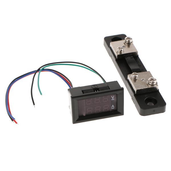 DC 0-100V LEDモーターデュアルディスプレイデジタル電圧電流計50A + 50A