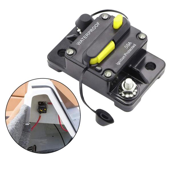 30-300AMPサーキットブレーカーIP67防水12V-48V手動リセットヒューズ50A