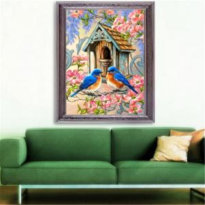 フルドリル　DIY　5D　ダイヤモンド絵画　刺繍　クロスステッチキット　ラインストーン　装飾　全7種 - カササギ