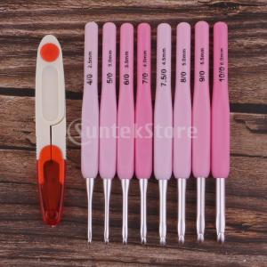 IPOTCH 8本 かぎ針編みフックセット  快適 糸切はさみ付